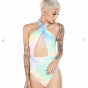 rainbow tie dye bodysuit (iheartraves)